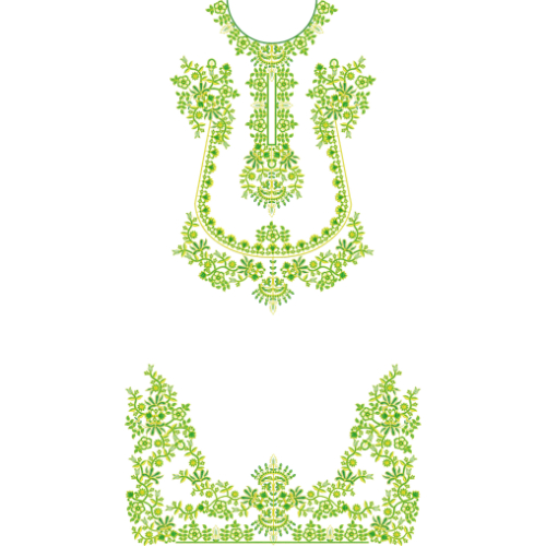 Elegant Floral Neckline Dress Embroidery Design