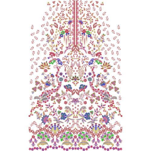 Elegant Multicolor Floral Front Dress Embroidery Design