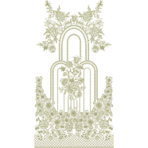 Elegant Floral Arch Front Dress Embroidery Design