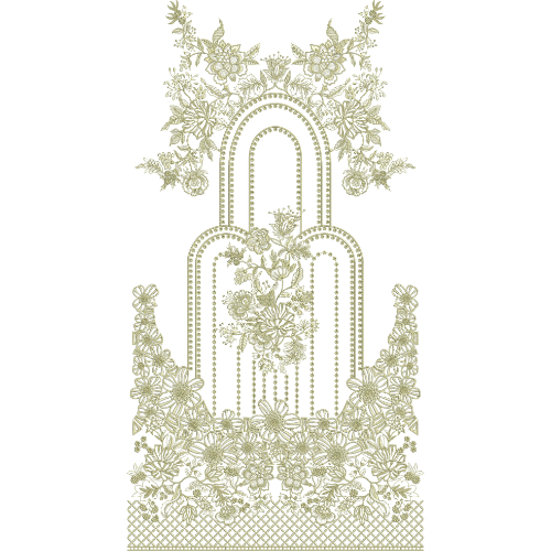 Elegant Floral Arch Front Dress Embroidery Design