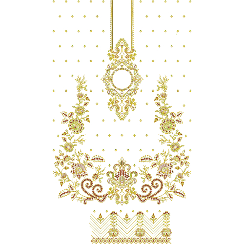 Elegant Floral Front Dress Embroidery Design