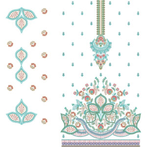 Elegant Floral Paisley Front Dress Embroidery Design