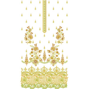 Elegant Floral Front Dress Embroidery Design