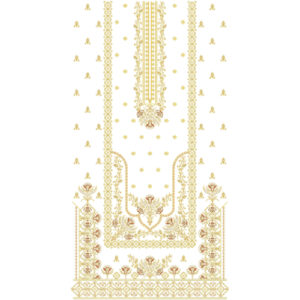 Elegant Floral Front Panel Dress Embroidery Design