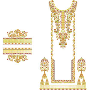 Elegant Floral Neckline Front Dress Embroidery Design