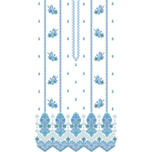 Elegant Blue Floral Front Dress Embroidery Design