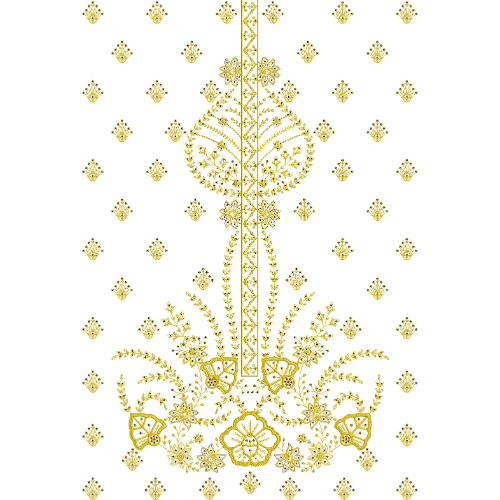 Elegant Floral Front Dress Embroidery Design