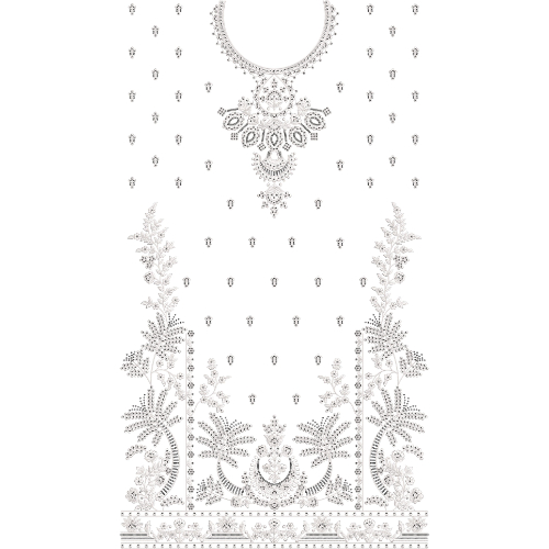 Elegant Floral Neckline Front Dress Embroidery Design