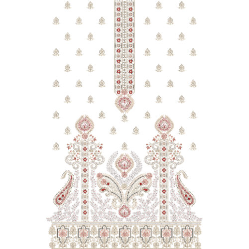 Elegant Ornamental Front Dress Embroidery Design