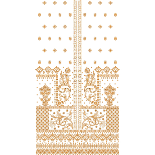 Elegant Ornamental Front Panel Dress Embroidery Design