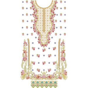 Elegant Floral Neckline Front Dress Embroidery Design