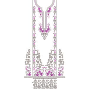 Elegant Floral Neckline Front Dress Embroidery Design