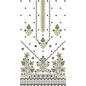 Elegant Floral Front Dress Embroidery Design