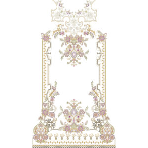 Elegant Floral Frame Front Dress Embroidery Design