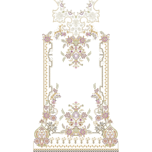 Elegant Floral Frame Front Dress Embroidery Design