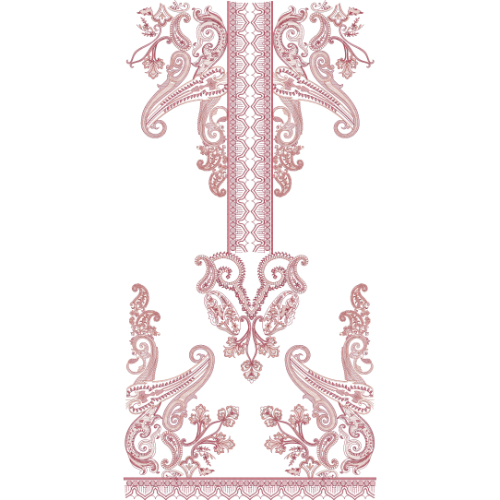 Elegant Ornamental Front Dress Embroidery Design