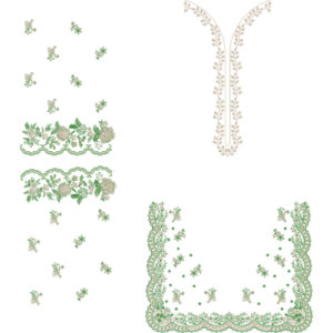 Elegant Floral Neckline Dress Embroidery Design