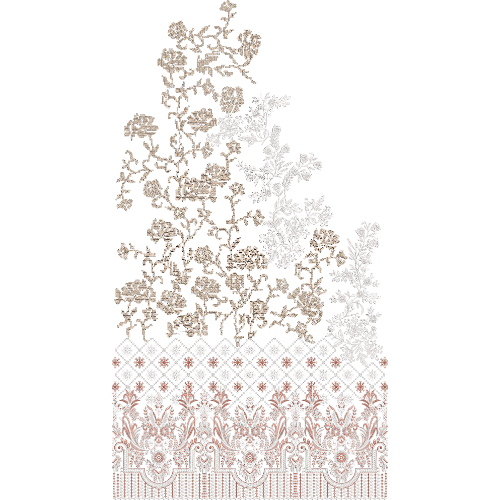 Elegant Floral Border Dress Embroidery Design