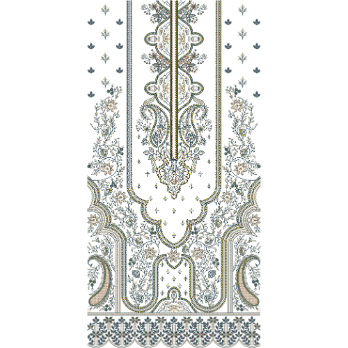 Elegant Floral Ornamental Front Dress Embroidery Design