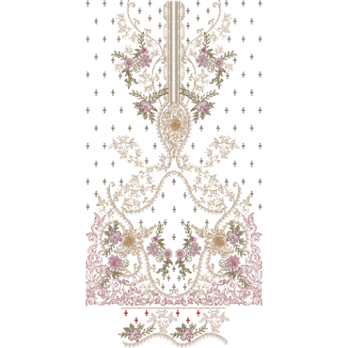 Elegant Floral Front Dress Embroidery Design