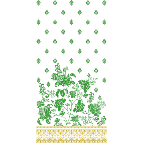 Elegant Floral Border Dress Embroidery Design