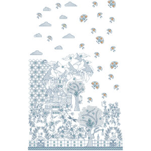 Elegant Scenic Landscape Dress Embroidery Design