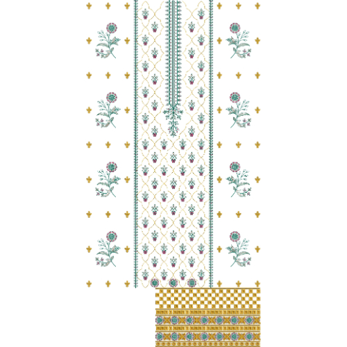 Elegant Floral Panel Front Dress Embroidery Design