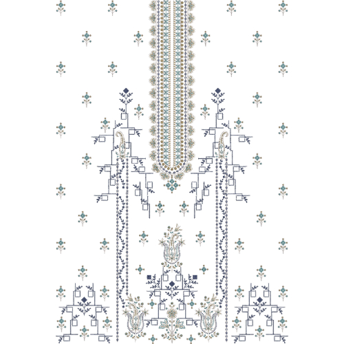 Elegant Geometric Front Dress Embroidery Design
