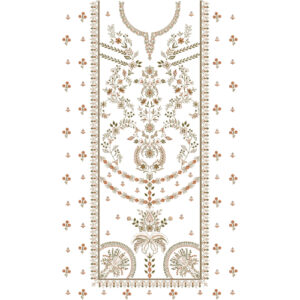 Elegant Floral Front Panel Dress Embroidery Design
