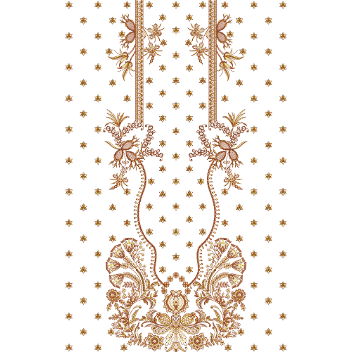Elegant Floral Neckline Front Dress Embroidery Design