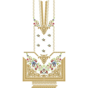 Elegant Floral Front Panel Dress Embroidery Design