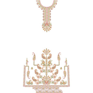 Elegant Paisley Front Dress Embroidery Design