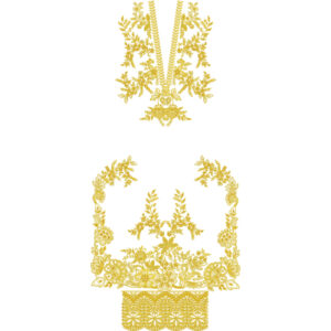 Elegant Floral Neckline Front Dress Embroidery Design