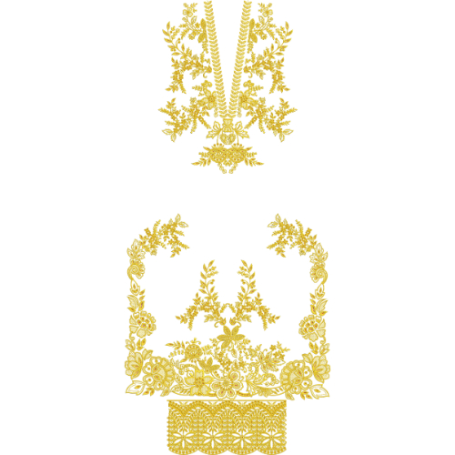Elegant Floral Neckline Front Dress Embroidery Design