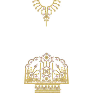 Elegant Ornamental Neckline Front Dress Embroidery Design