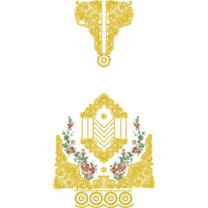 Elegant Ornamental Floral Front Dress Embroidery Design