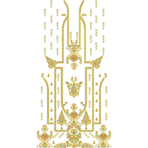 Elegant Ornamental Front Dress Embroidery Design