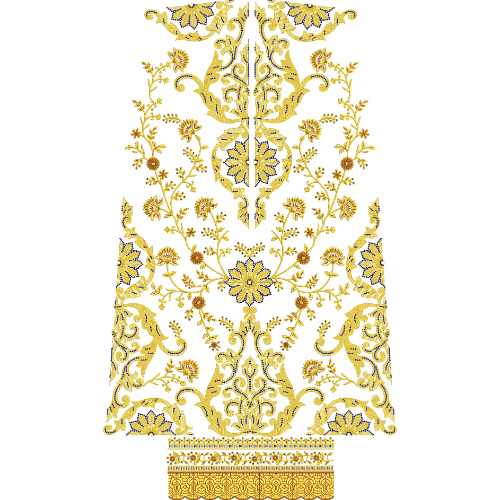 Elegant Floral Ornamental Front Dress Embroidery Design