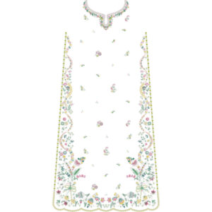 Elegant Floral Border Front Dress Embroidery Design