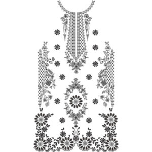 Elegant Floral Front Dress Embroidery Design