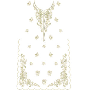 Elegant Floral Neckline Front Dress Embroidery Design
