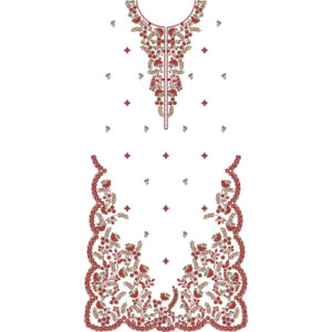 Elegant Floral Neckline Front Dress Embroidery Design