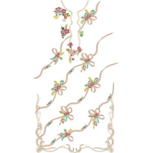 Elegant Floral Vine Front Dress Embroidery Design