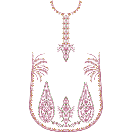 Elegant Floral Paisley Front Dress Embroidery Design