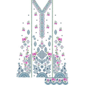 Elegant Floral Geometric Front Dress Embroidery Design