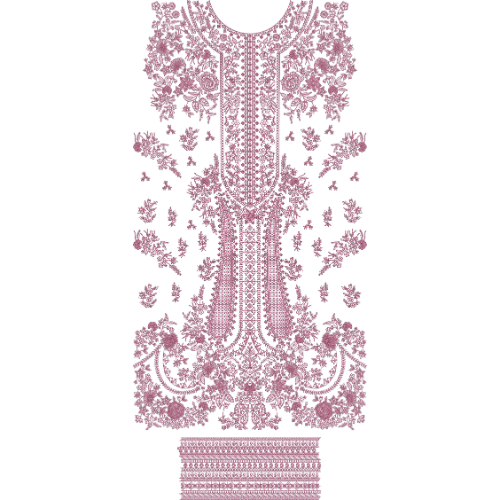Elegant Floral Embroidered Front Dress Design
