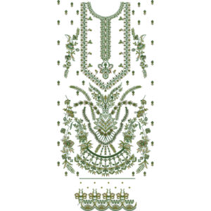 Elegant Green Floral Front Dress Embroidery Design
