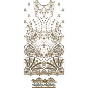 Elegant Floral Ornamental Front Dress Embroidery Design