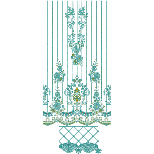 Elegant Floral Border Front Dress Embroidery Design