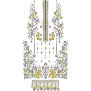 Elegant Floral Front Dress Embroidery Design